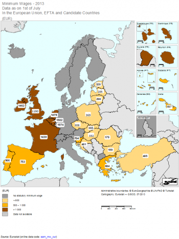 SMIC map EUROPE 08-2013 EUROSTAT
